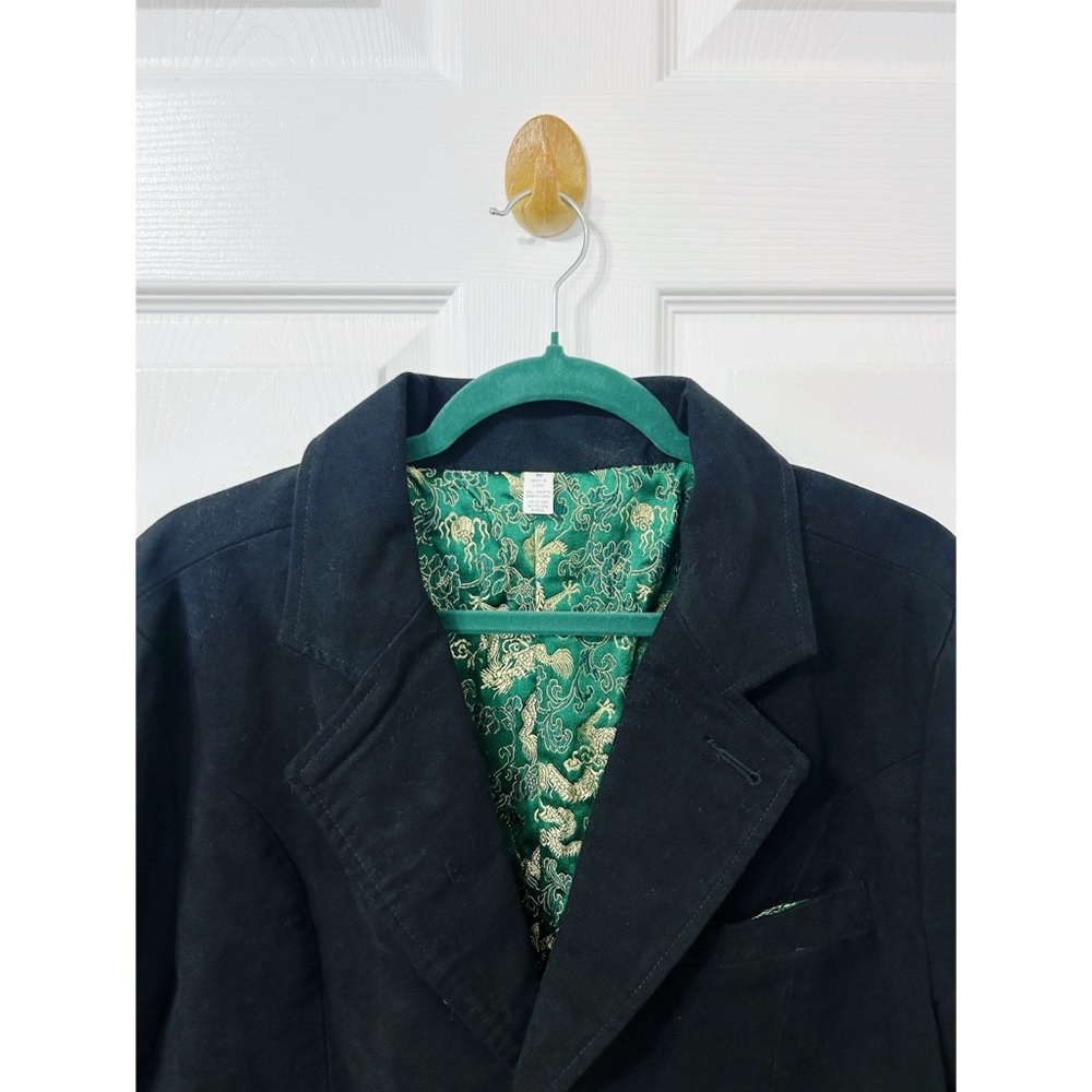 Betabrand Golden Dragon Reversible Smoking Jacket in Green/Black - Picture 5 of 14